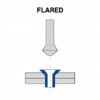Flared rivet head shape produced by servo orbital riveting machine